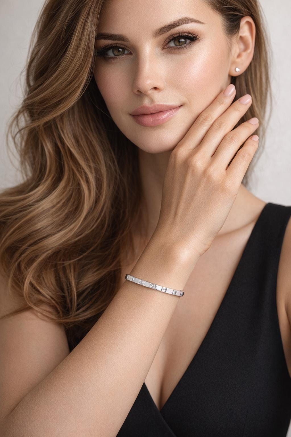18K Gold Plated Stainless Steel Bangle Bracelet, Cubic Zirconia Minimalist Charm Jewelry