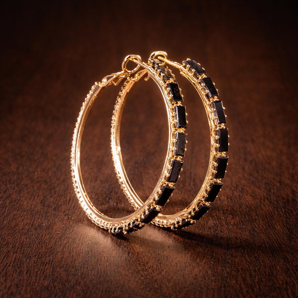 Copper Hoop Earrings, Square Cubic Zirconia, Minimalist Party Jewelry