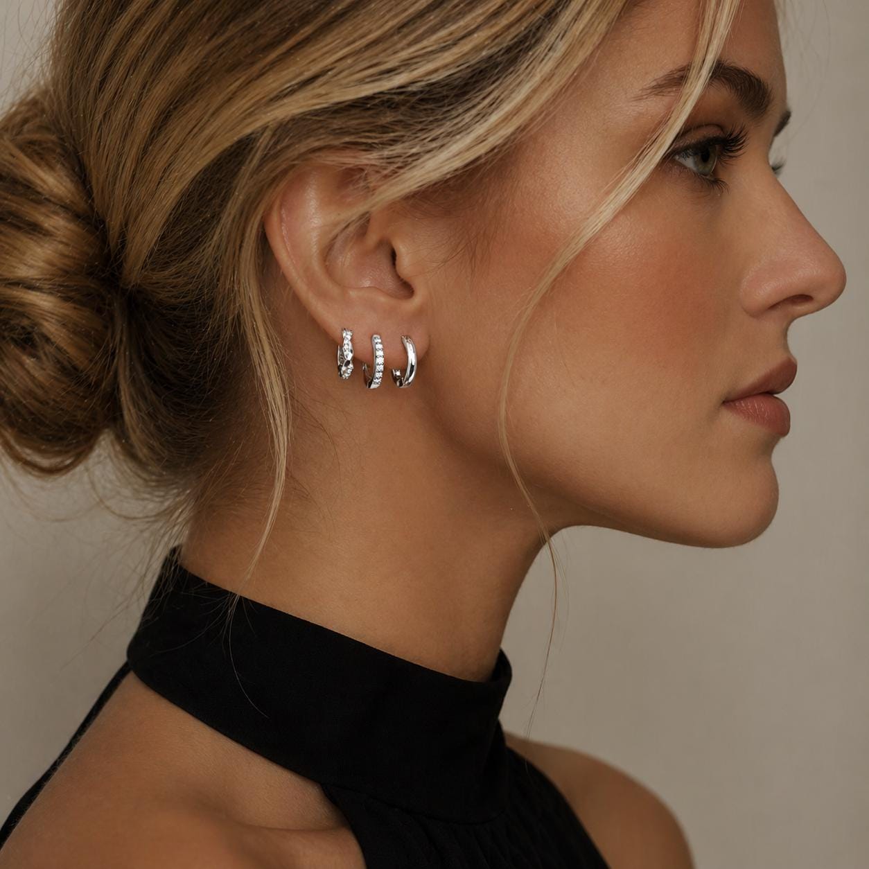 3PCS Twisted Huggie Earrings Set, 14K Gold Plated Stainless Steel Hoops, Minimalist Punk Unisex